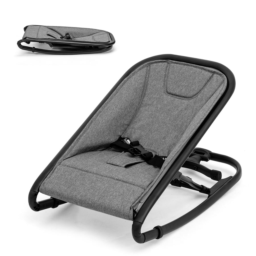 2-in-1 Baby Bouncer & Rocker Infant Adjustable Folding Rocking Seat Light Gray\Beige\Gray Image 1
