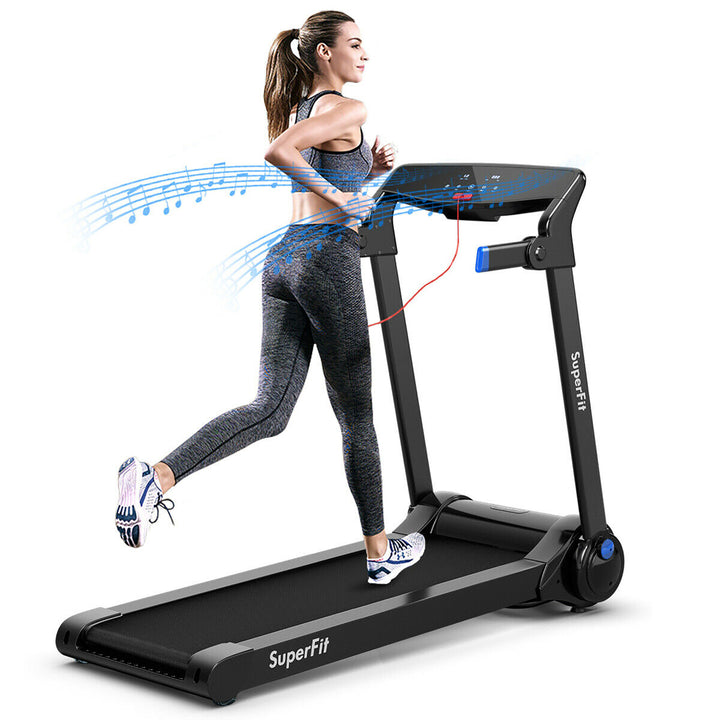 SuperFit 3HP Folding Electric Treadmill Running Machine w/ Speaker Red\Blue\Silver\Purple Image 4