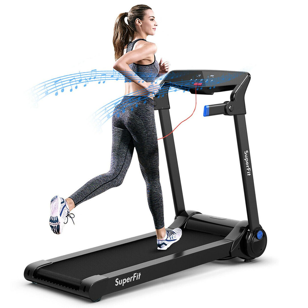 SuperFit 3HP Folding Electric Treadmill Running Machine w/ Speaker Red\Blue\Silver\Purple Image 1