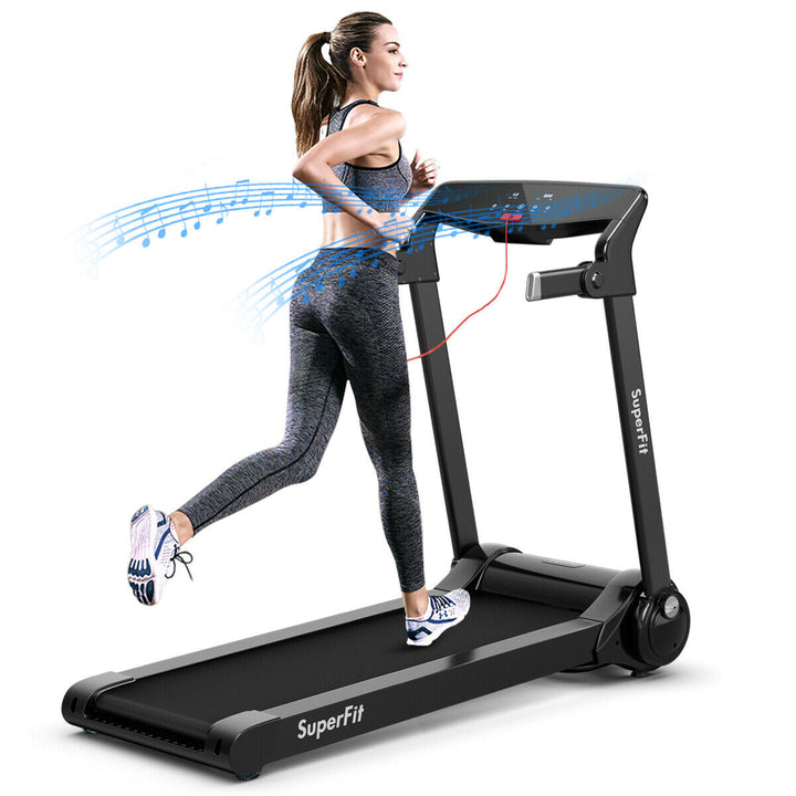 SuperFit 3HP Folding Electric Treadmill Running Machine w/ Speaker Red\Blue\Silver\Purple Image 6