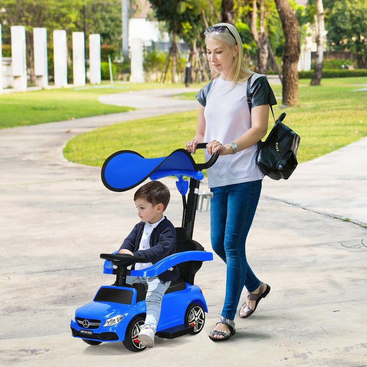 Costway 3 in 1 Ride on Push Car Mercedes Benz Toddler Stroller Sliding Car White\Blue\Red Image 3