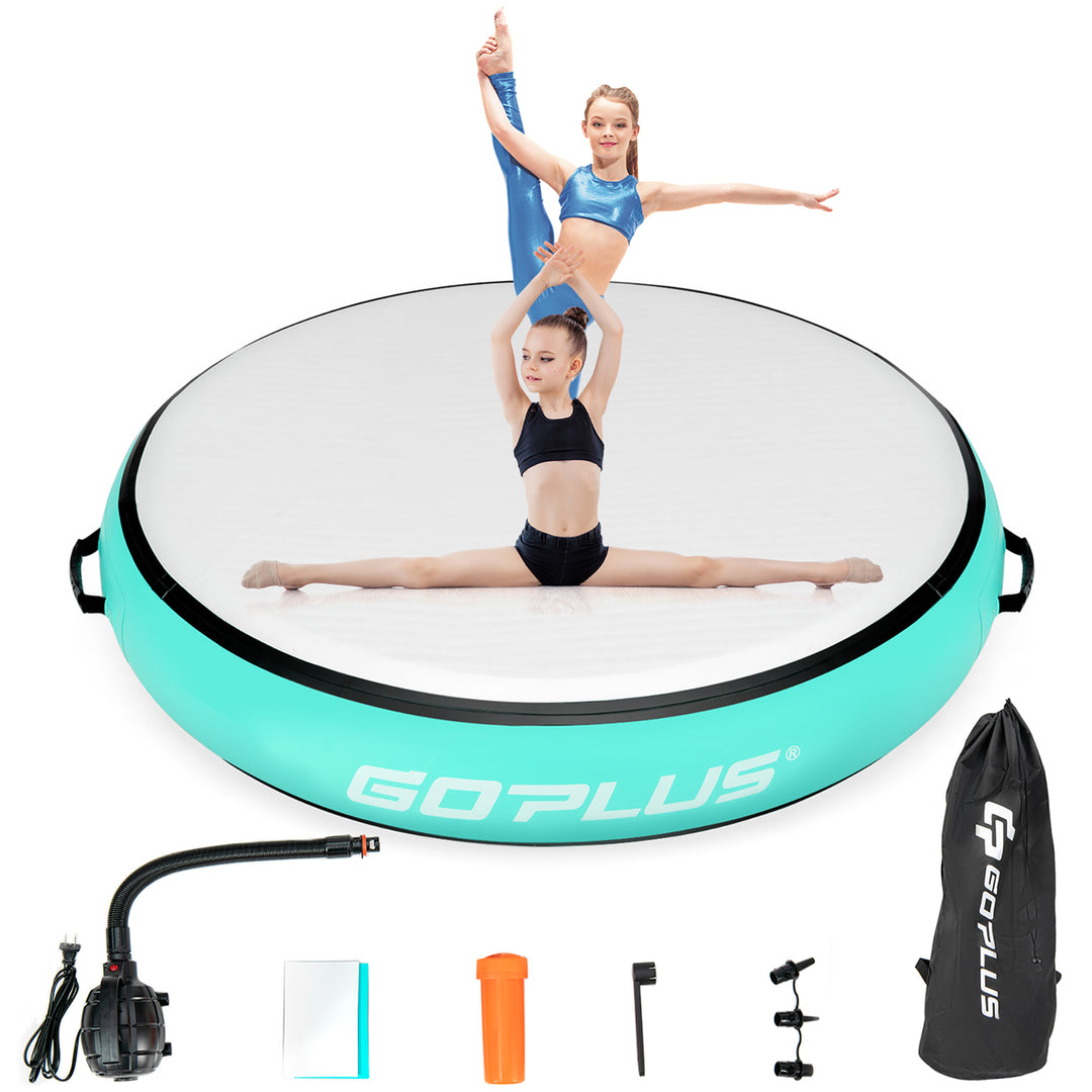 Goplus 40 Inflatable Round Gymnastic Mat Tumbling Floor Mat W/Electric Pump Image 1