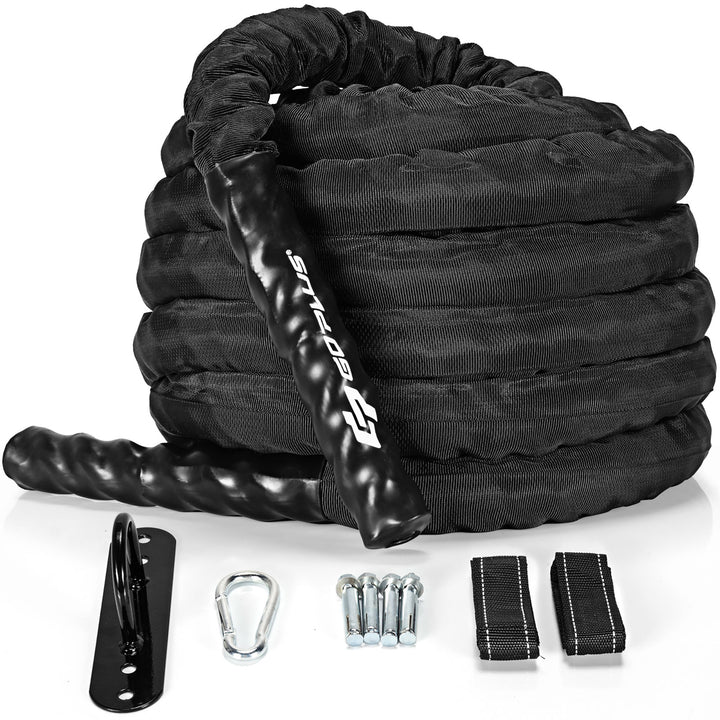 Goplus 30FT/40FT/50FT Battle Rope 1.5 Diameter Exercise Rope w/Anchor Strap Kit Image 4