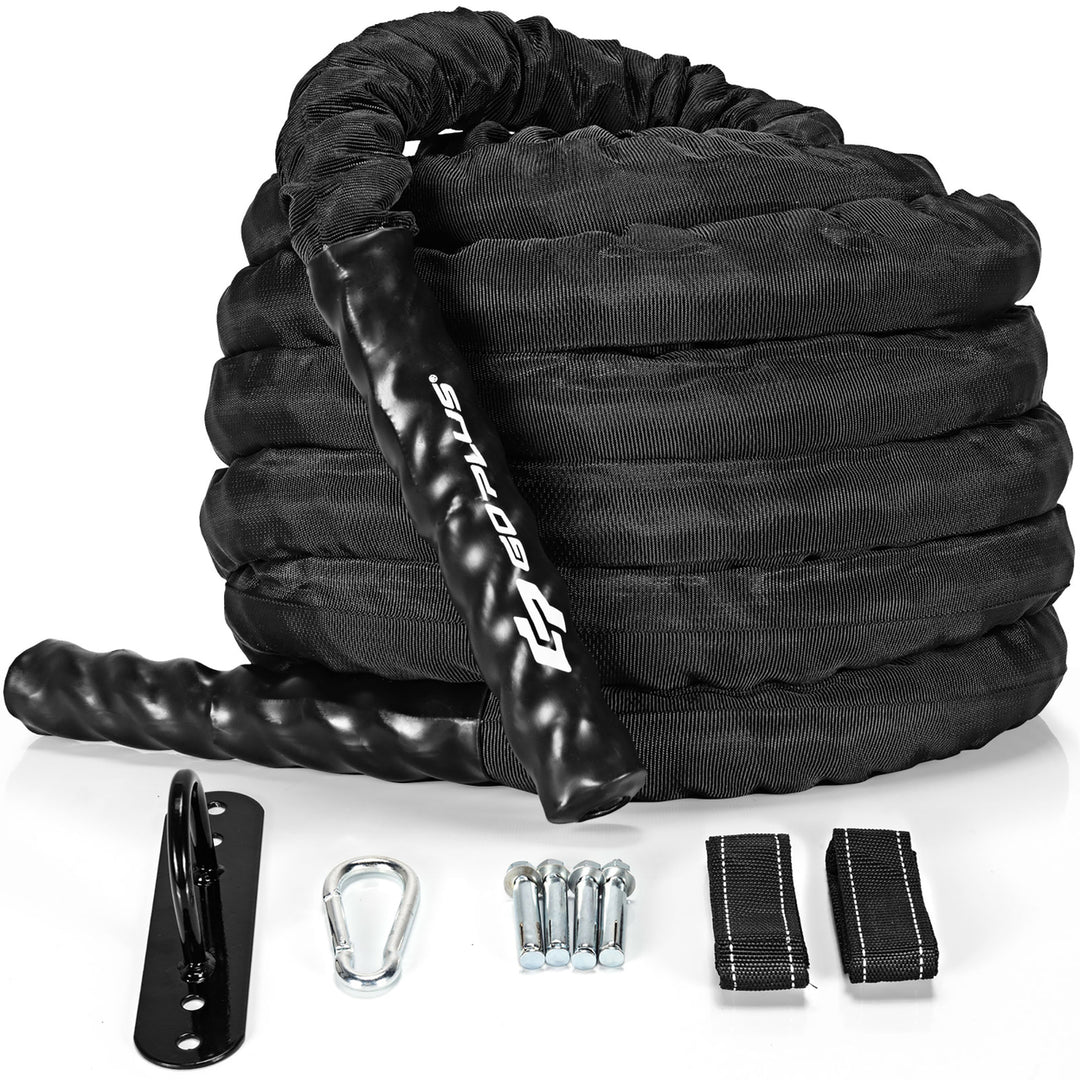 Goplus 30FT/40FT/50FT Battle Rope 1.5 Diameter Exercise Rope w/Anchor Strap Kit Image 6