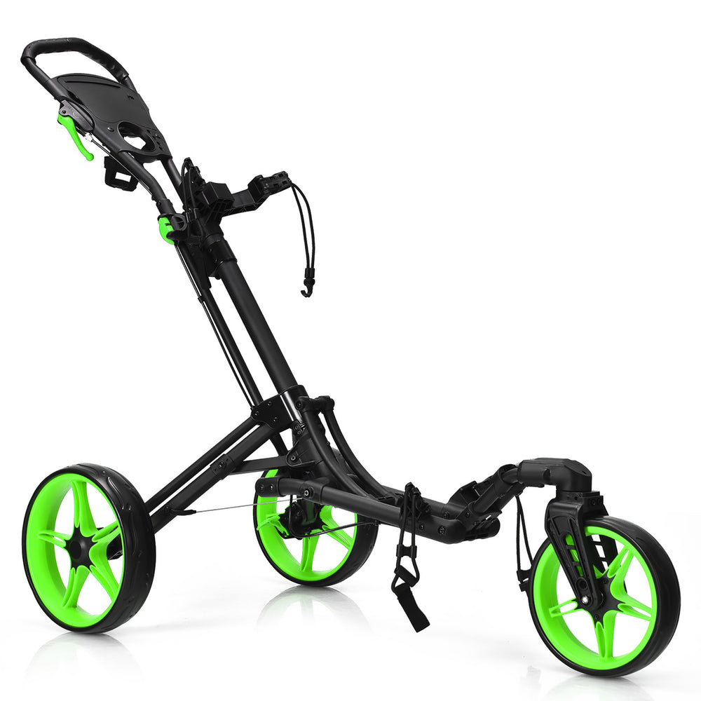 Goplus Folding Golf Push Cart W/Scoreboard Adjustable Handle Swivel Wheel Red\Blue\Grey\Green Image 2