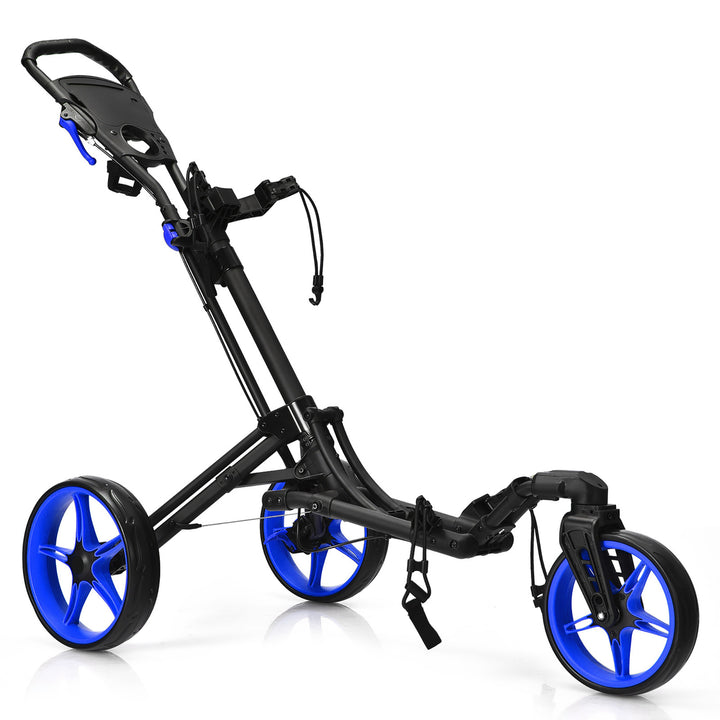 Goplus Folding Golf Push Cart W/Scoreboard Adjustable Handle Swivel Wheel Red\Blue\Grey\Green Image 3