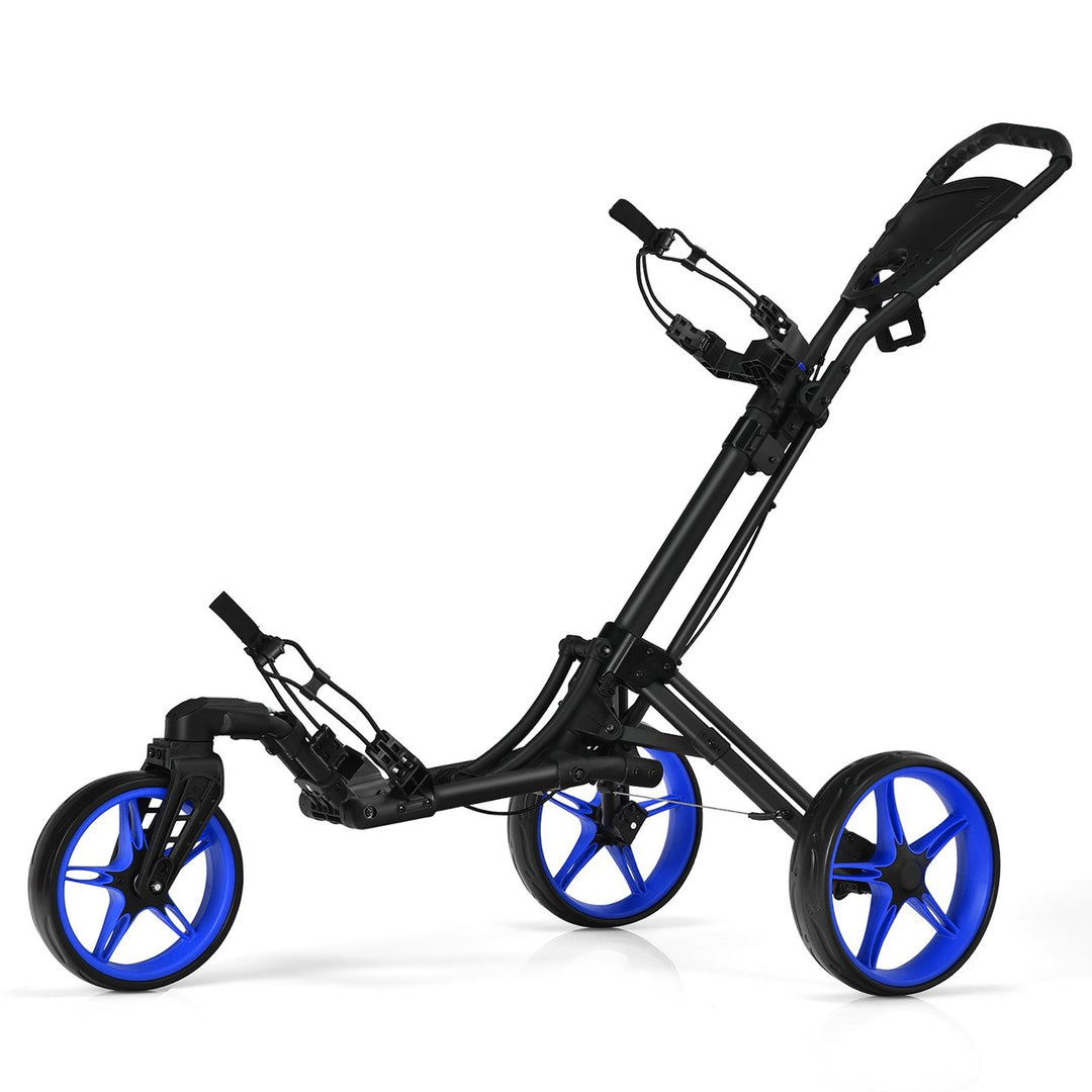 Goplus Folding Golf Push Cart W/Scoreboard Adjustable Handle Swivel Wheel Red\Blue\Grey\Green Image 4