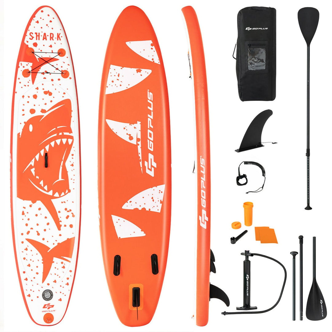 Goplus 105/11 Inflatable Stand Up Paddle Board with Backpack Aluminum Paddle Pump Image 1