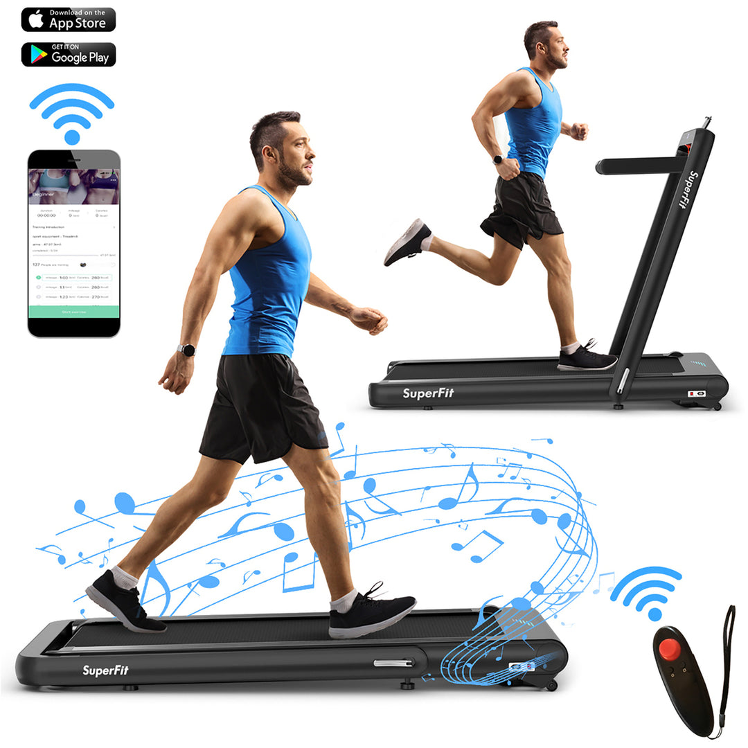 SuperFit 4.75HP 2 In 1 Folding Treadmill W/Remote APP Image 4