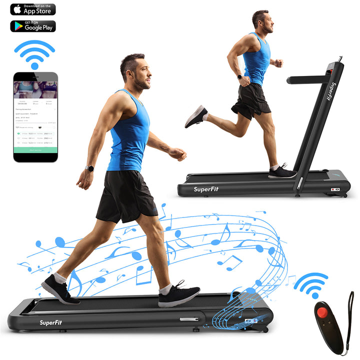 SuperFit 4.75HP 2 In 1 Folding Treadmill W/Remote APP Image 4