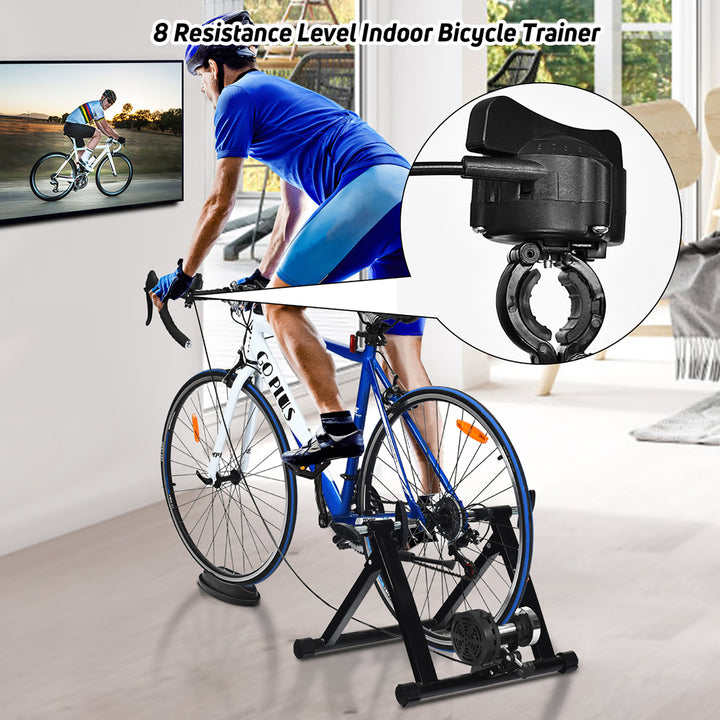 Bike Trainer Bicycle Exercise Stand w/ 8 Levels Resistance Image 2