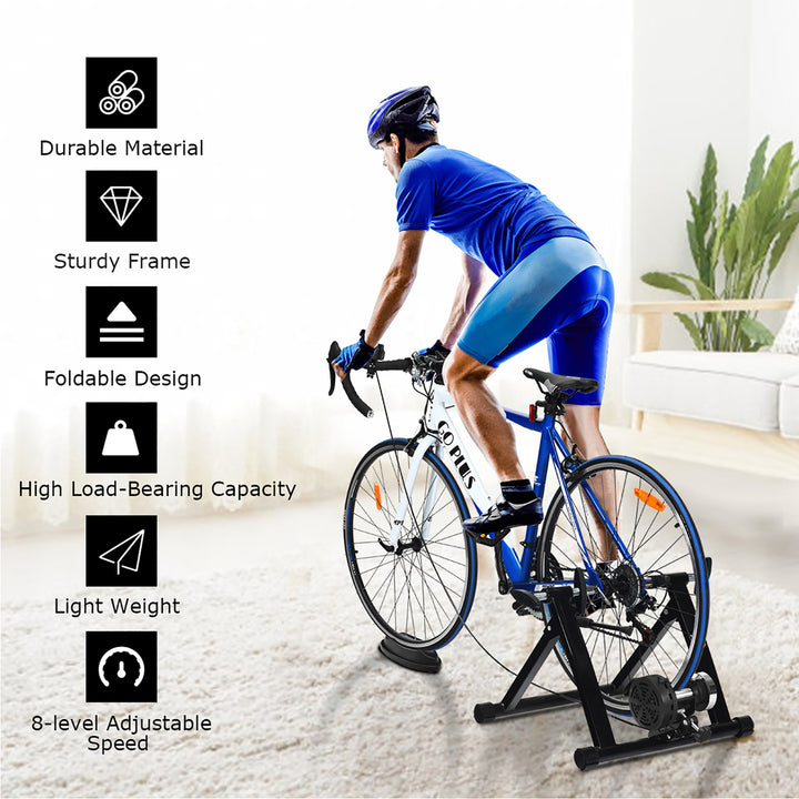 Bike Trainer Bicycle Exercise Stand w/ 8 Levels Resistance Image 4