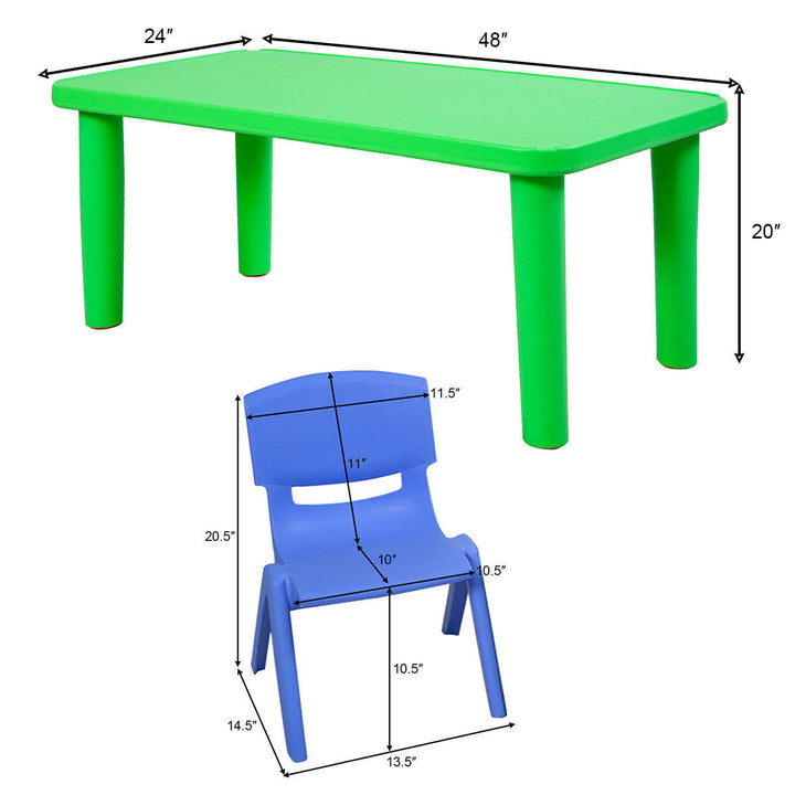 Kids Plastic Table and 4 Chairs Set Colorful Play School Home Fun Furniture Image 2