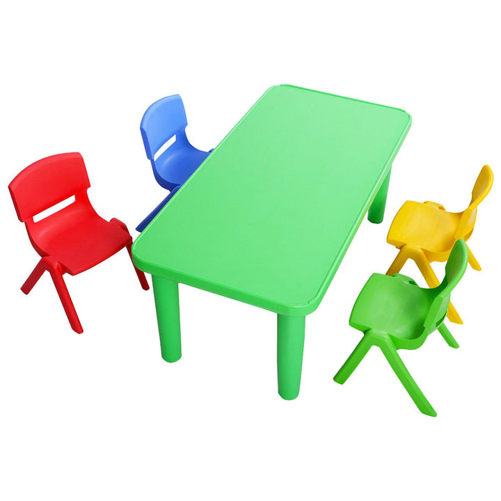 Kids Plastic Table and 4 Chairs Set Colorful Play School Home Fun Furniture Image 3