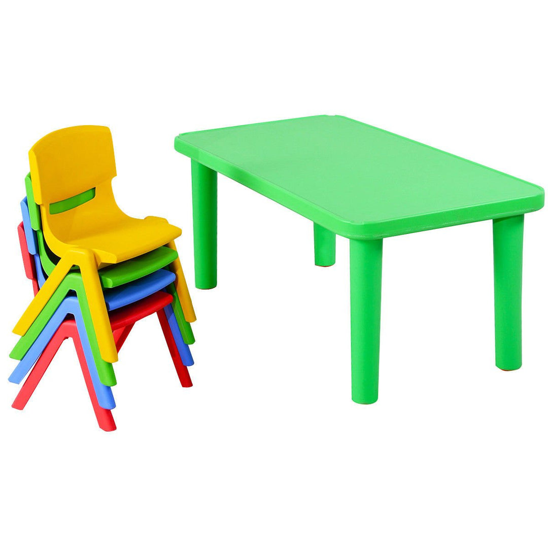 Kids Plastic Table and 4 Chairs Set Colorful Play School Home Fun Furniture Image 4