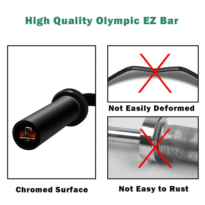 48Phosphate Steel Olympic EZ Curl Bar 28mm Grip Home Gym Fitness Equipment Image 4