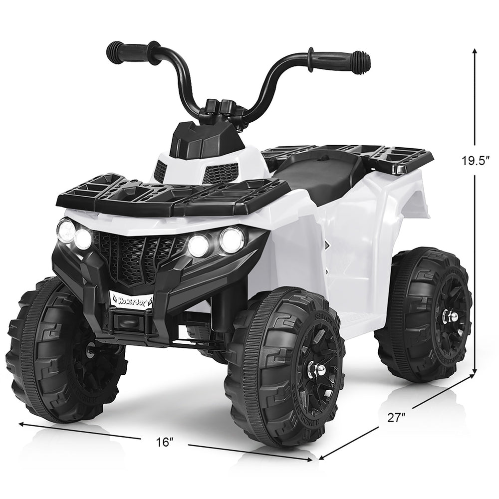 Kids Ride On ATV Quad 4 Wheeler Electric Toy Car 6V Battery Power Led Lights White Image 2