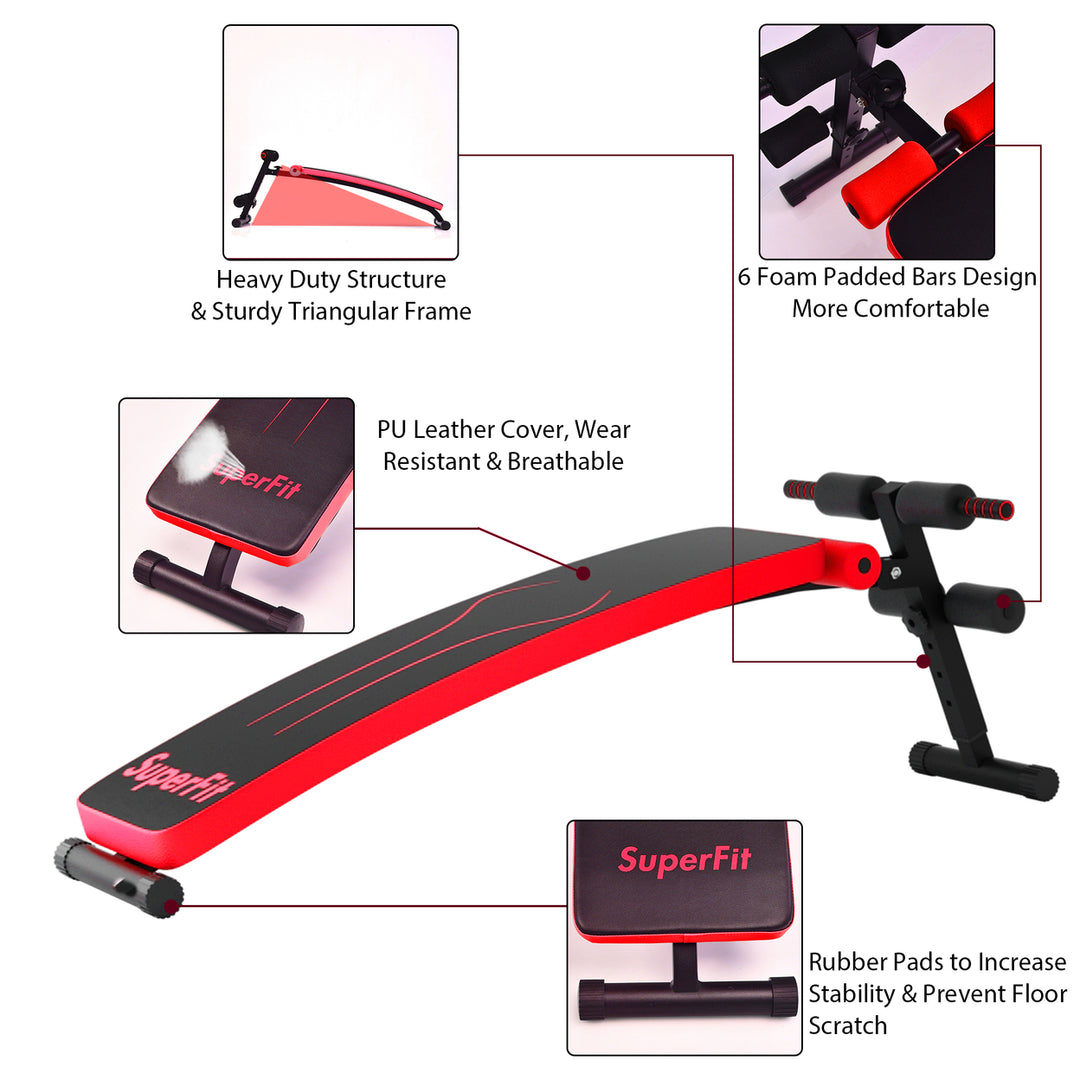 SuperFit Folding Weight Bench Adjustable Sit-up Board Workout Slant Bench BlueRed Image 2