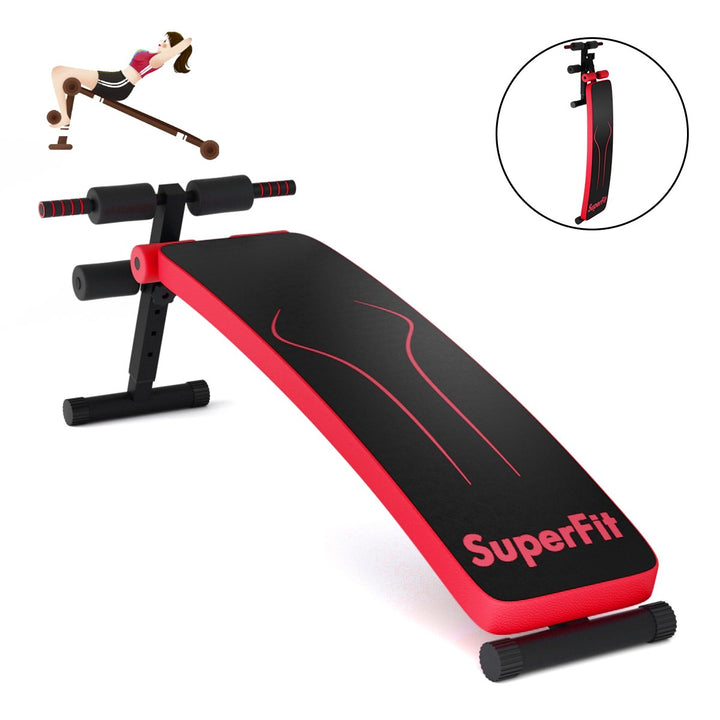 SuperFit Folding Weight Bench Adjustable Sit-up Board Workout Slant Bench BlueRed Image 1