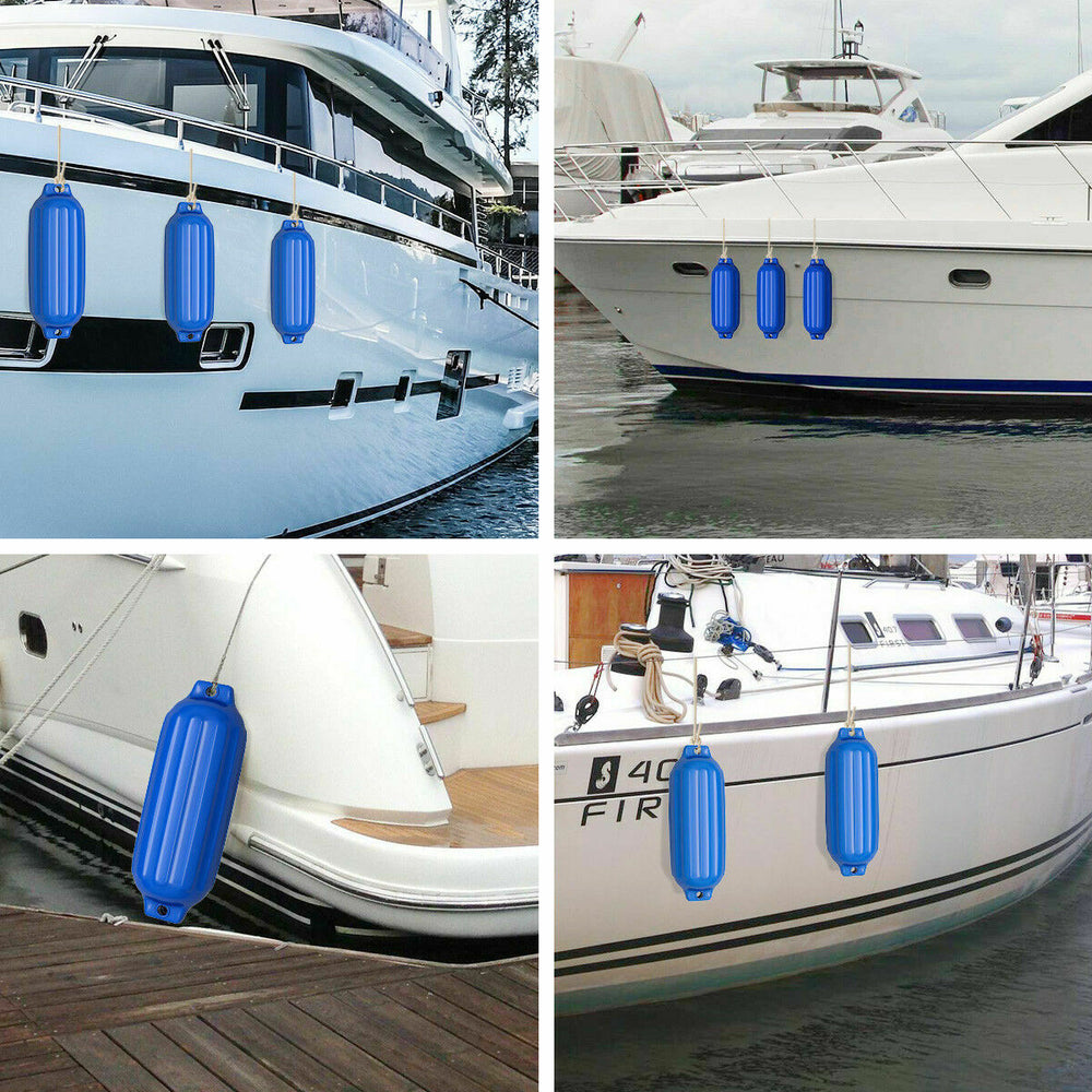 4 Ribbed Marine 8.5X 27Boat Fender Vinyl Bumper Dock Shield Durable Blue Image 2