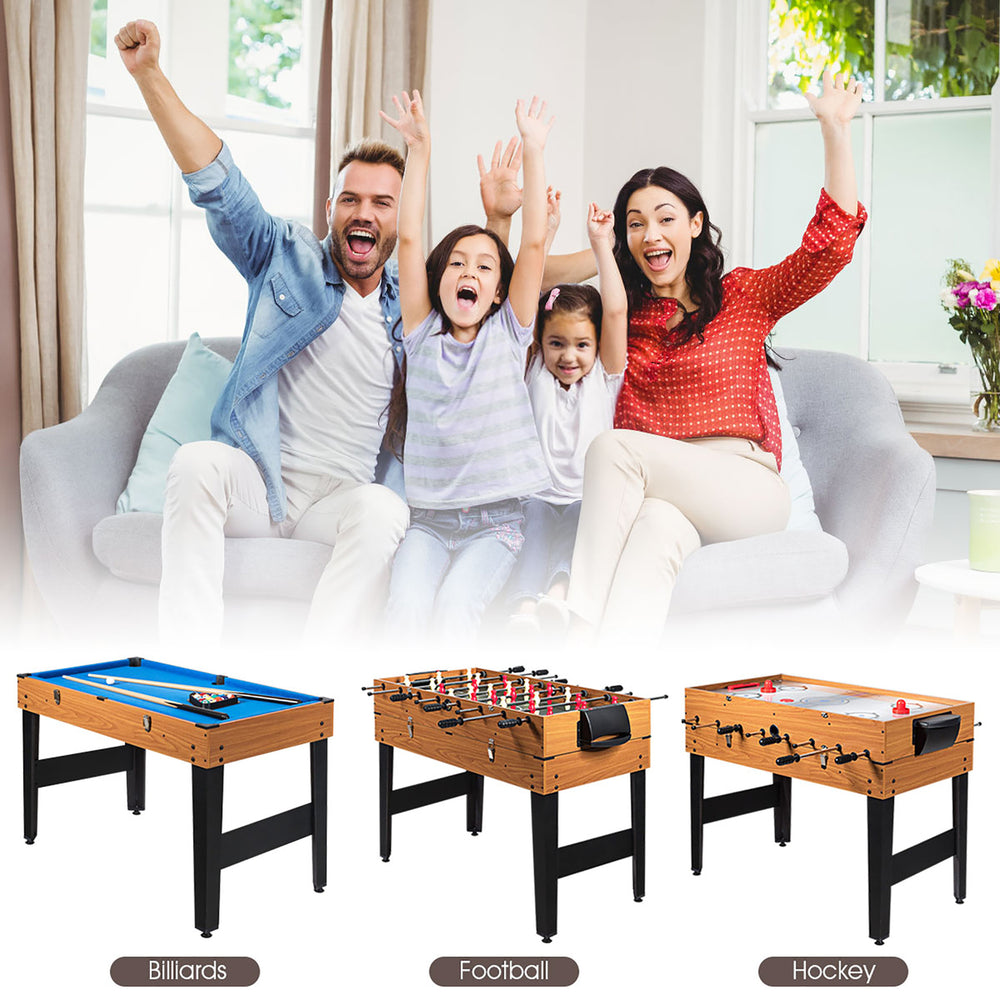 3-In-1 48 Multi Game Table w/Billiards Soccer and Side Hockey for Party and Family Night Image 2