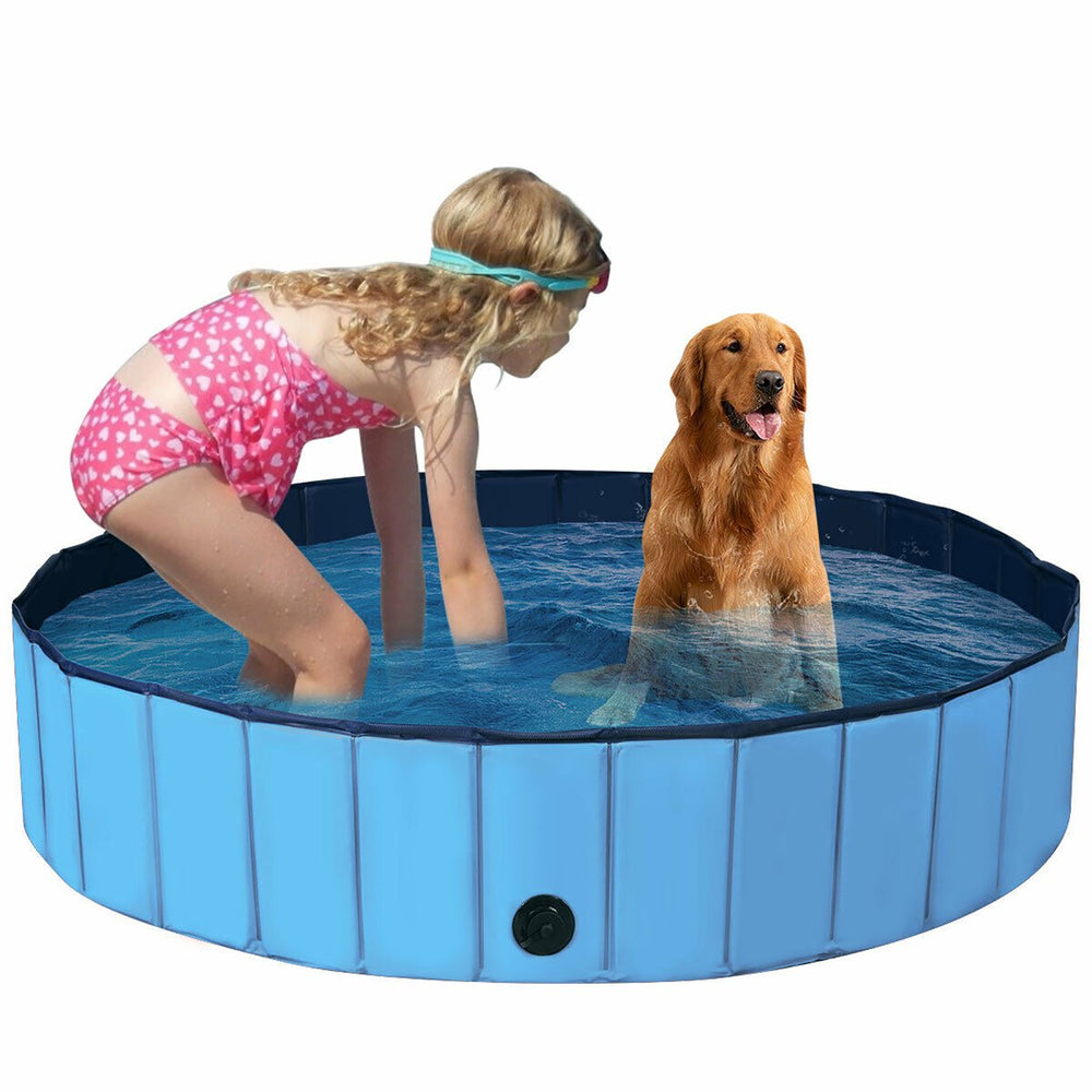 55 Foldable Dog Pet Pool Kiddie Bathing Tub Indoor Outdoor Leakproof Portable Image 2