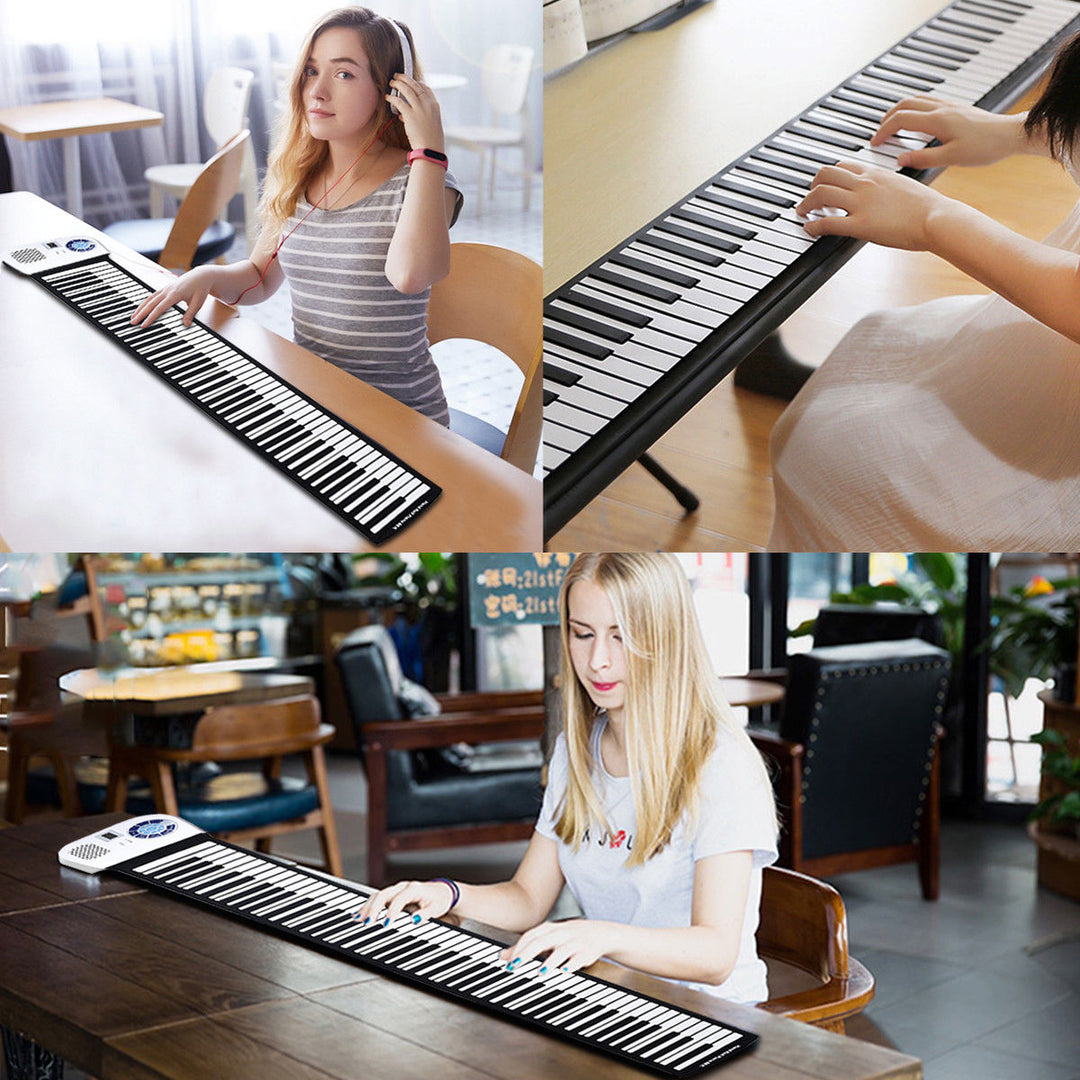 88 Key Electronic Roll Up Piano Keyboard Silicone Rechargeable Bluetooth w/Pedal Image 3