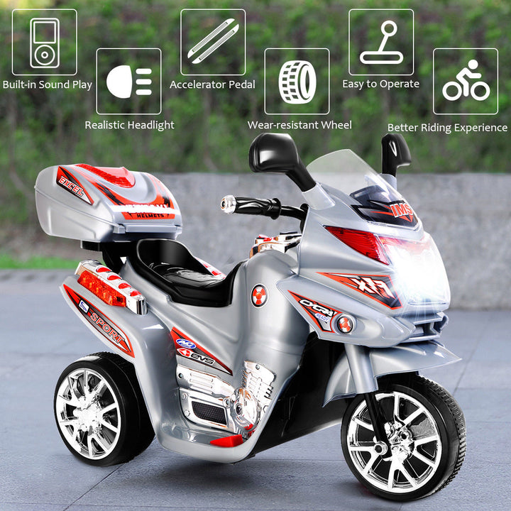 3 Wheel Kids Ride On Motorcycle 6V Battery Powered Electric Toy Power bicycle Image 3