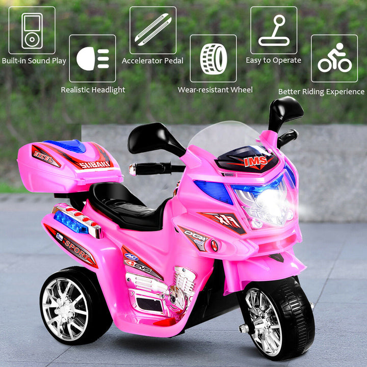 Kids Ride On Motorcycle 3 Wheel 6V Battery Powered Electric Toy Power Bicycle Image 3