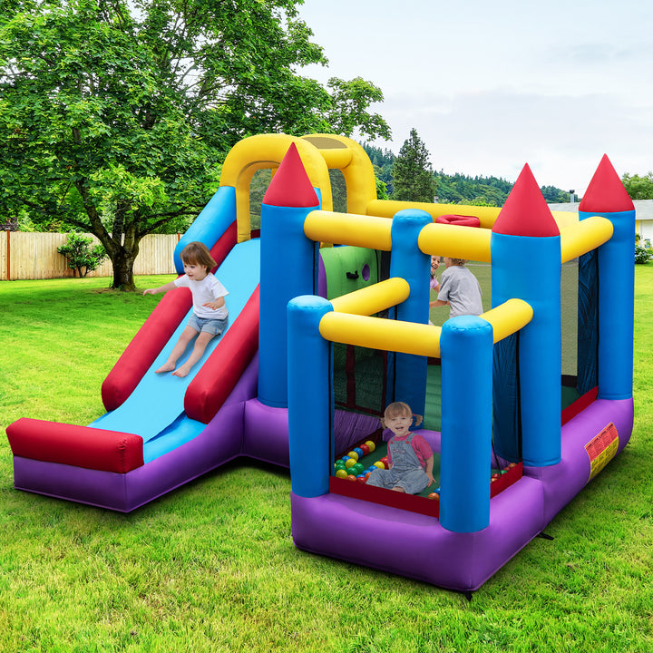 5-In-1 Inflatable Bounce Castle with Basketball Rim and Climbing Wall w/ 735W Blower Image 2