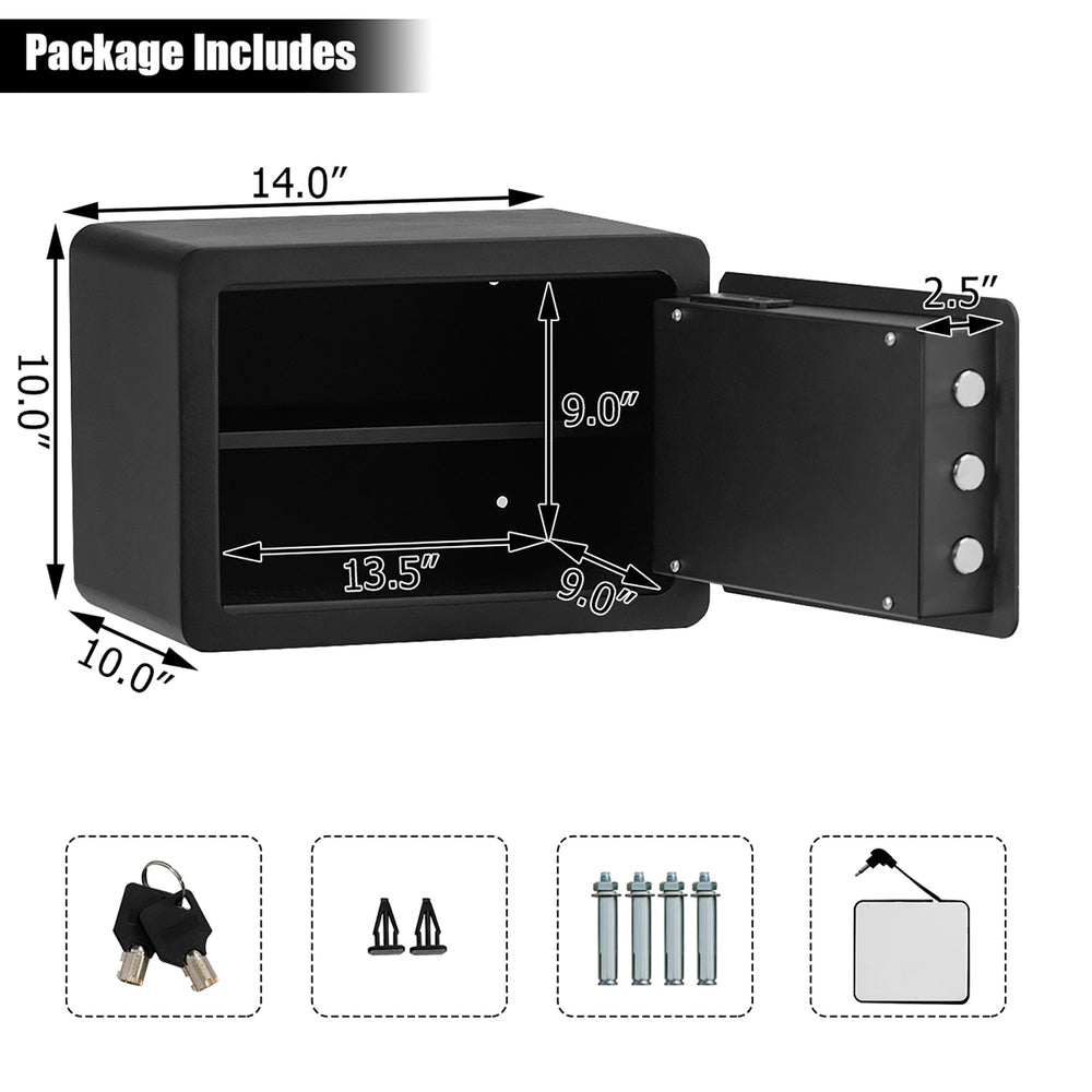 Fingerprint Safe Box Security Box w/Inner LED Light Store Cash Jewelry Guns Image 2