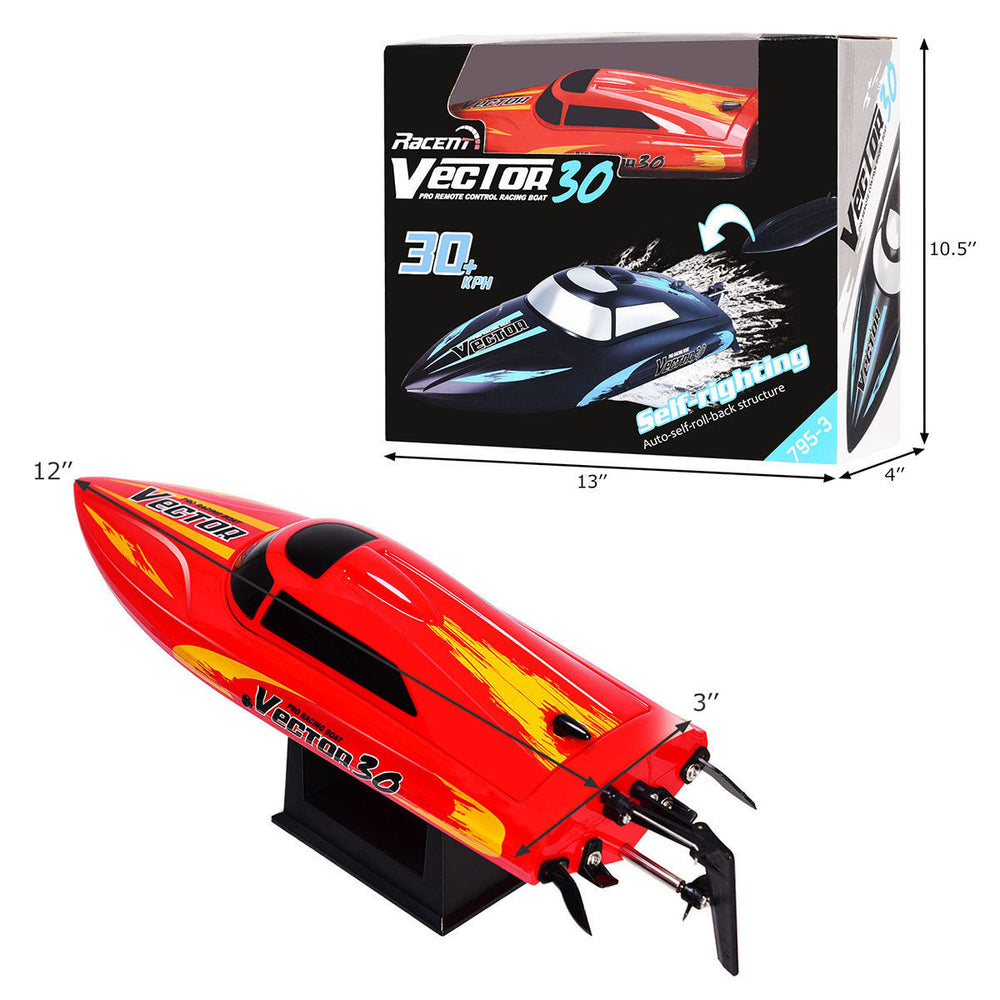 2.4G RC Racing Boat High Speed 30KM/H Brushed RTR Fast Racing Lake Toy Gift Red Image 2
