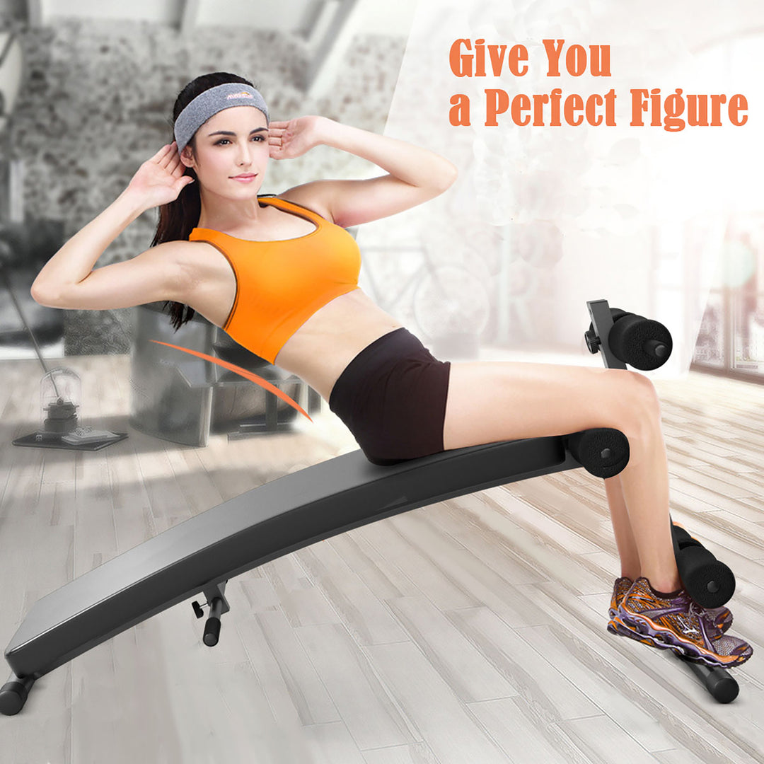 Adjustable Arc-Shaped Decline Sit up Slant Bench Crunch Board Fitness Workout Image 2