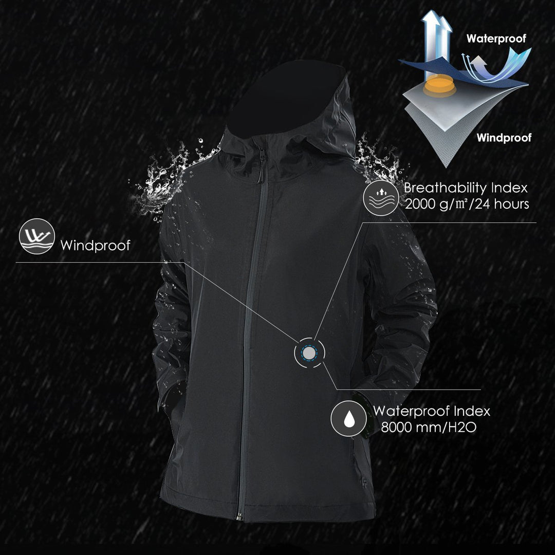 Goplus Womens Waterproof Rain Jacket Windproof Hooded Raincoat Shell with Cuff Black Image 3