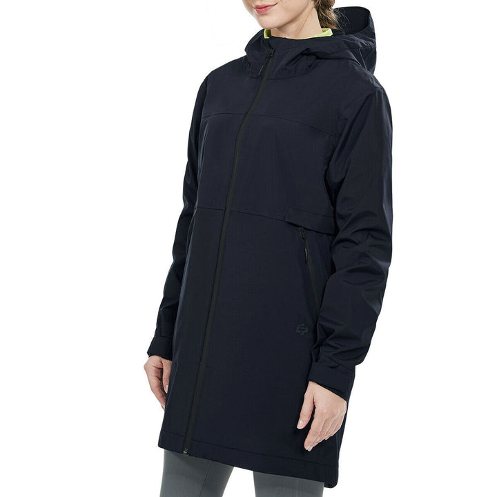 Goplus Womens Wind and Waterproof Trench Rain Jacket Hooded Commuter Jacket Windbreaker Navy Image 11