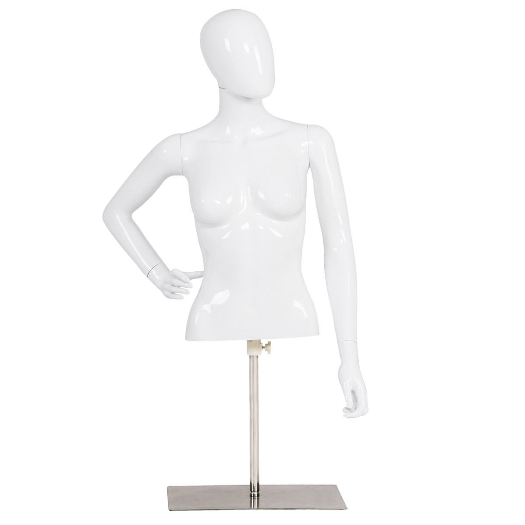 Female Mannequin Realistic Torso Half Body Head Turn Dress Form Display w/Base Image 4