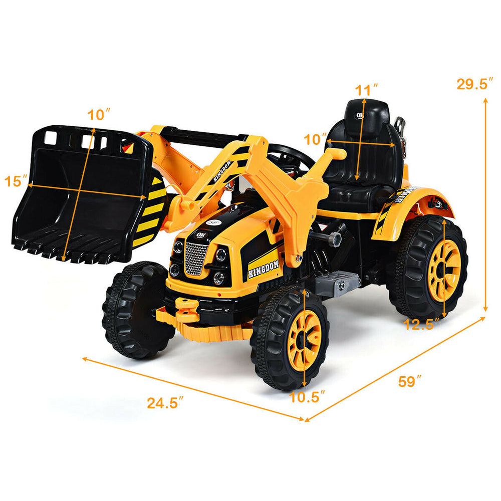 Kids Ride On Excavator Truck With Front Loader Digger Yellow Image 2