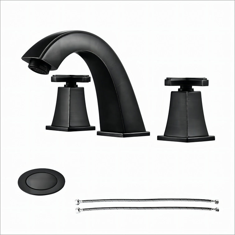 Widespread Faucet 2-handle Bathroom Faucet with Drain Matte Black Image 1