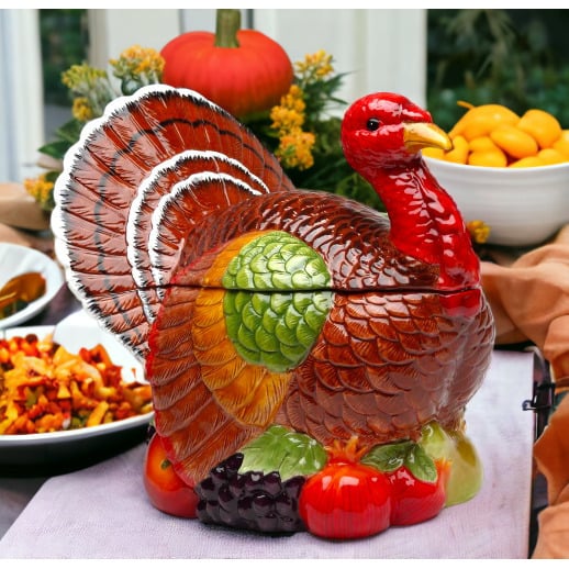 Ceramic Traditional Turkey Cookie JarHome DcorKitchen DcorFall DcorThanksgiving Dcor Image 1