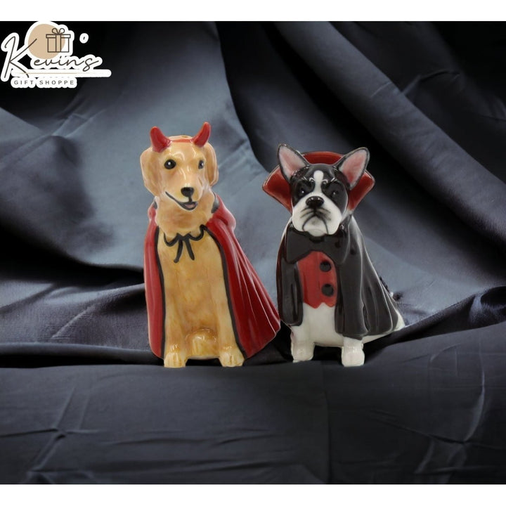 Ceramic Devil Dracula Dog Salt and Pepper Shakers Halloween Gift Image 3