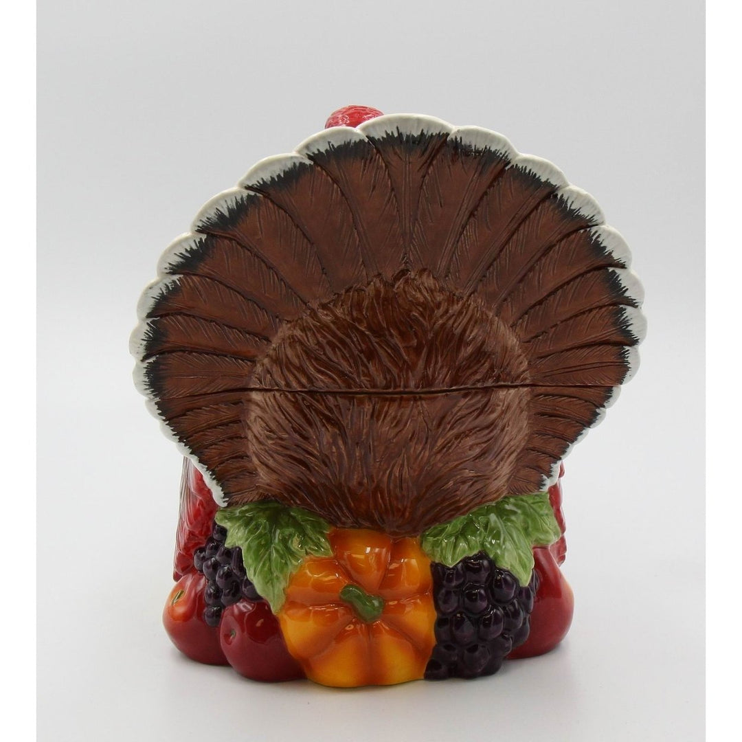 Ceramic Turkey Cookie Jar 10.5" Hand Painted Fall Thanksgiving Gift Image 6