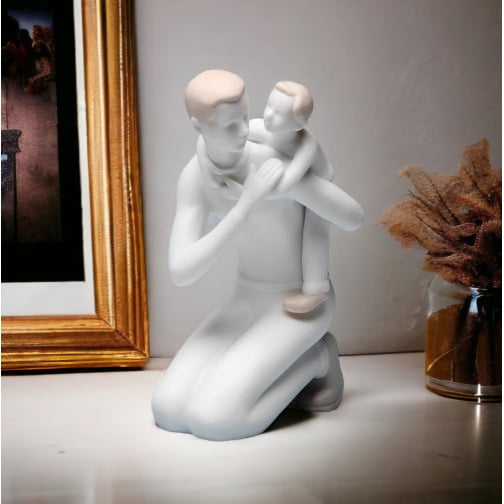 Ceramic Father Son Bonding Figurine 3.625 inch Image 1