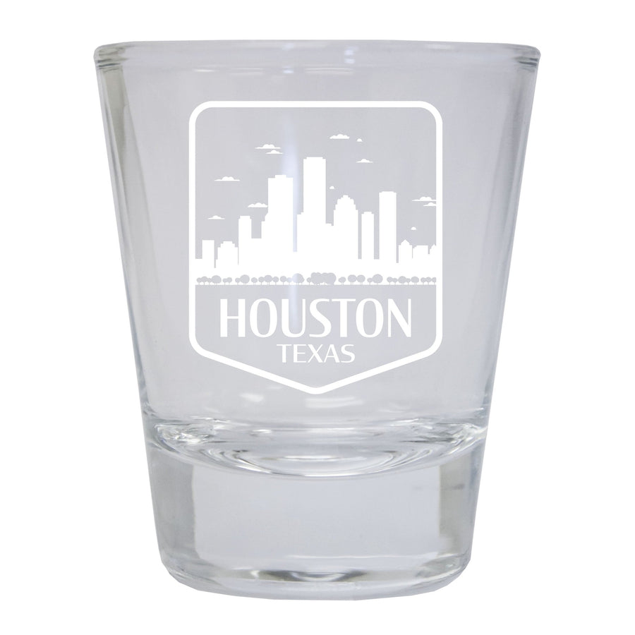 Houston Texas Souvenir 1.5 Ounce Engraved Shot Glass Round Image 1