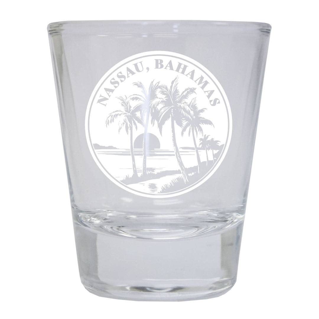 Nassau the Bahamas Souvenir 1.5 Ounce Engraved Shot Glass Round Image 1