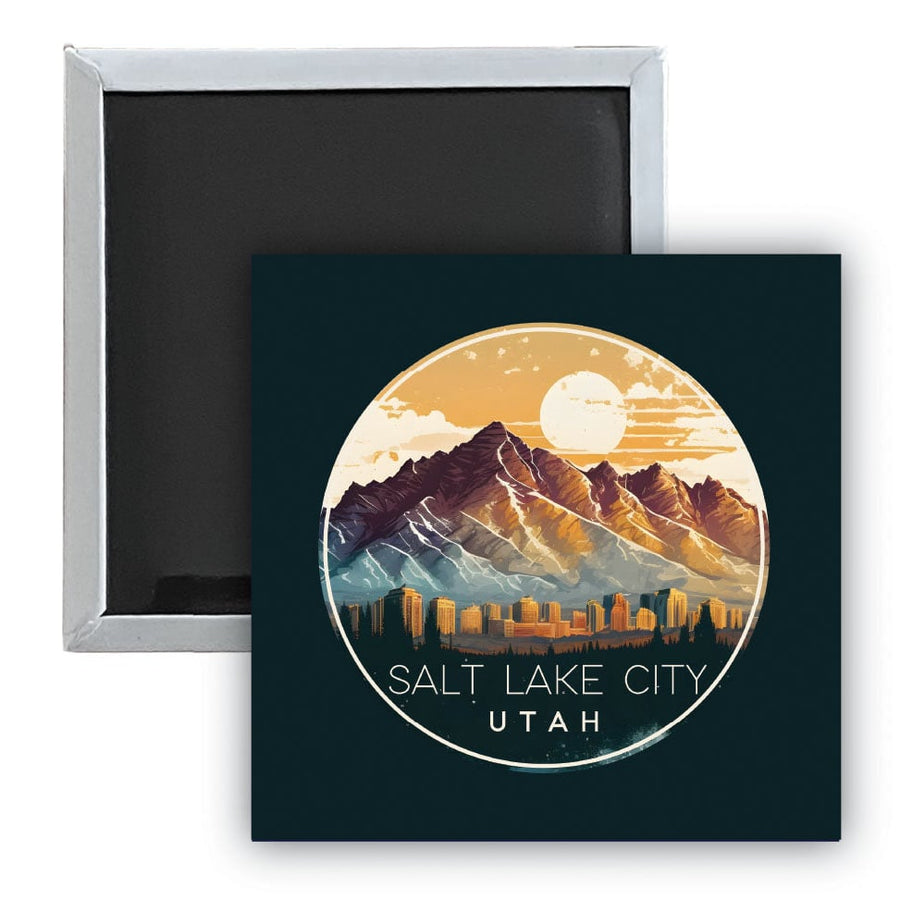 Salt Lake City Utah B Souvenir 2.5 x 2.5-Inch Durable and Vibrant Decor Fridge Magnet Image 1