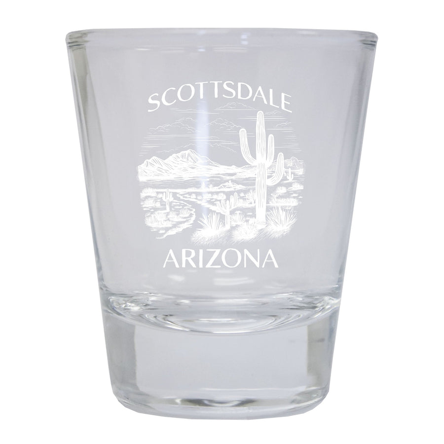 Scottsdale Arizona Souvenir 1.5 Ounce Engraved Shot Glass Round Image 1