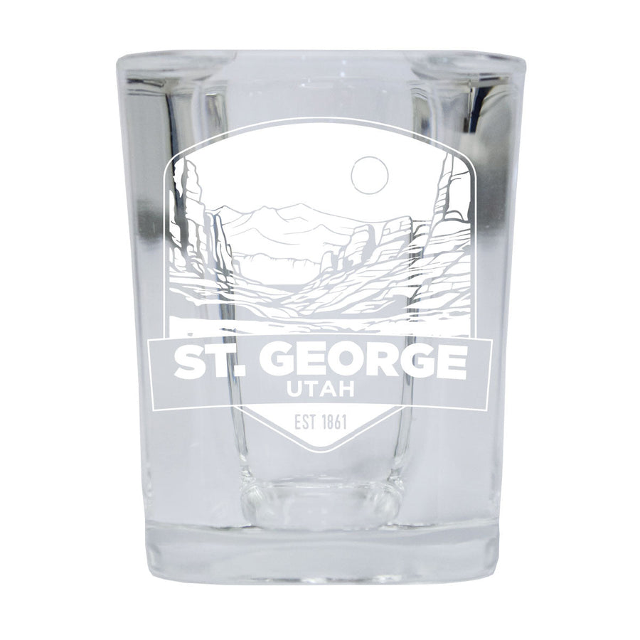 St. George Utah Souvenir 2.5 Ounce Engraved Shot Glass Square Image 1