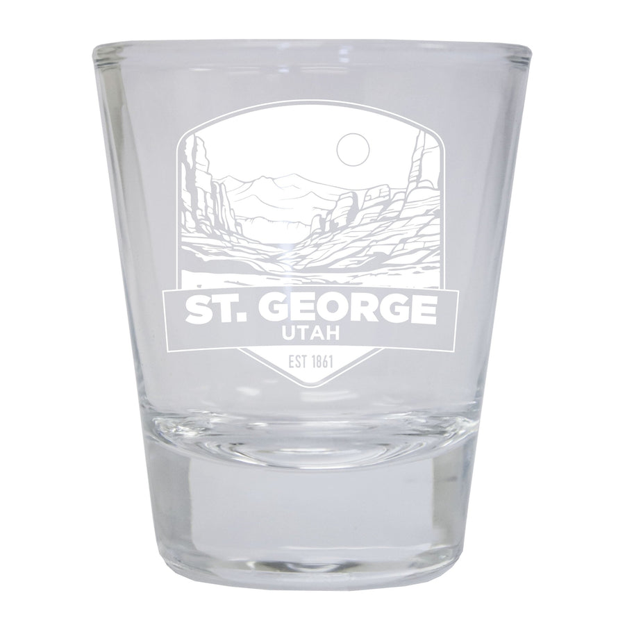 St. George Utah Souvenir 1.5 Ounce Engraved Shot Glass Round Image 1