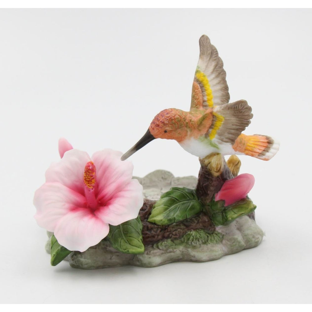 Ceramic Hummingbird with Hibiscus Flower Votive Candle Holder Home D cor Mom Kitchen D cor , Image 2