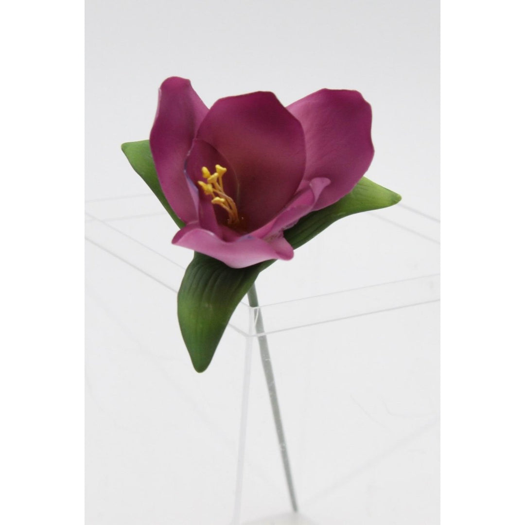 Ceramic Mauve Flower with Stem 2 3/8 x 9 1/4 Ideal Mom Decor Image 1